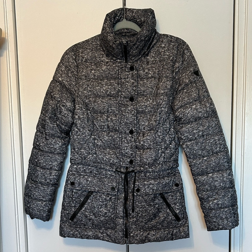 Guess Women's Black and Gray Puffer Jacket.
